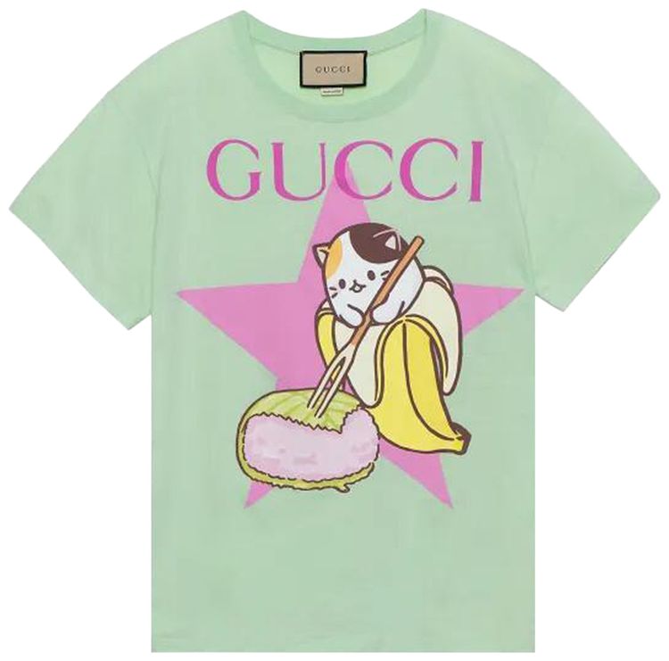 Gucci x Bananya Printed T Shirt Green