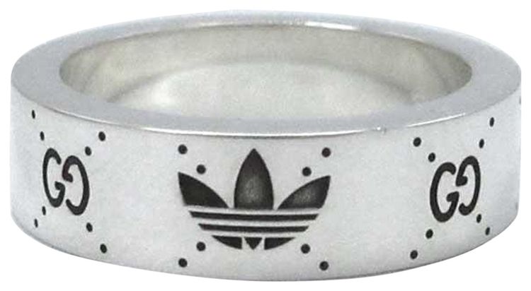 Gucci x adidas Engraved Interlocking G Ring Silver