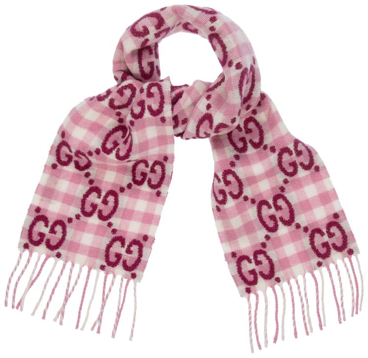 Gucci Kids GG Jacquard Wool Scarf Pink