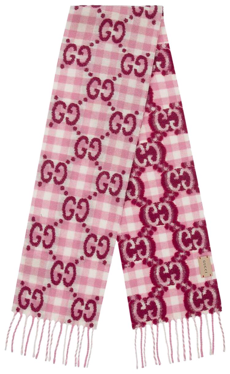 Gucci Kids GG Jacquard Wool Scarf Pink