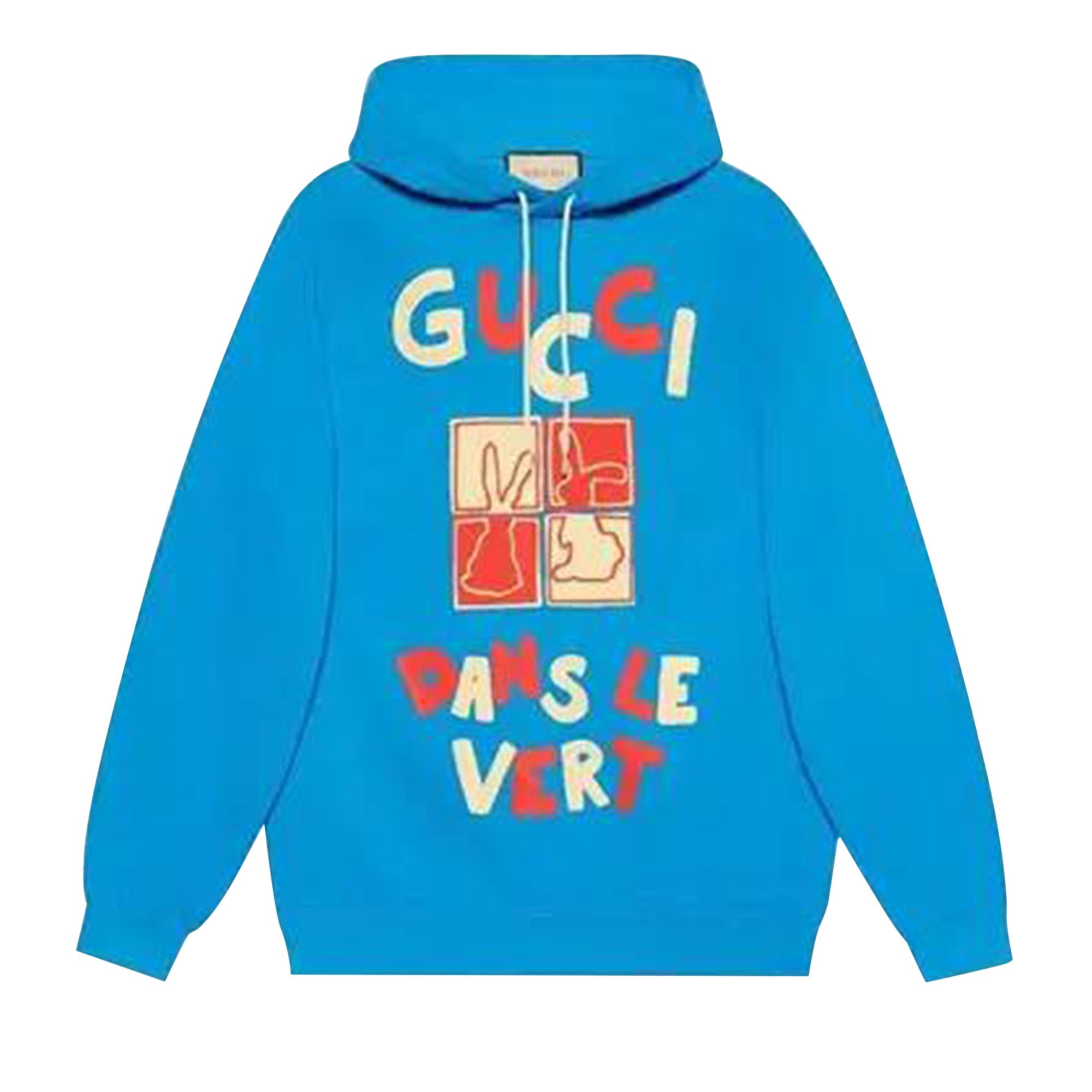 Buy Gucci Dans Le Vert Logo Hoodie 'Blue' - 726470 XJE58 4830 | GOAT