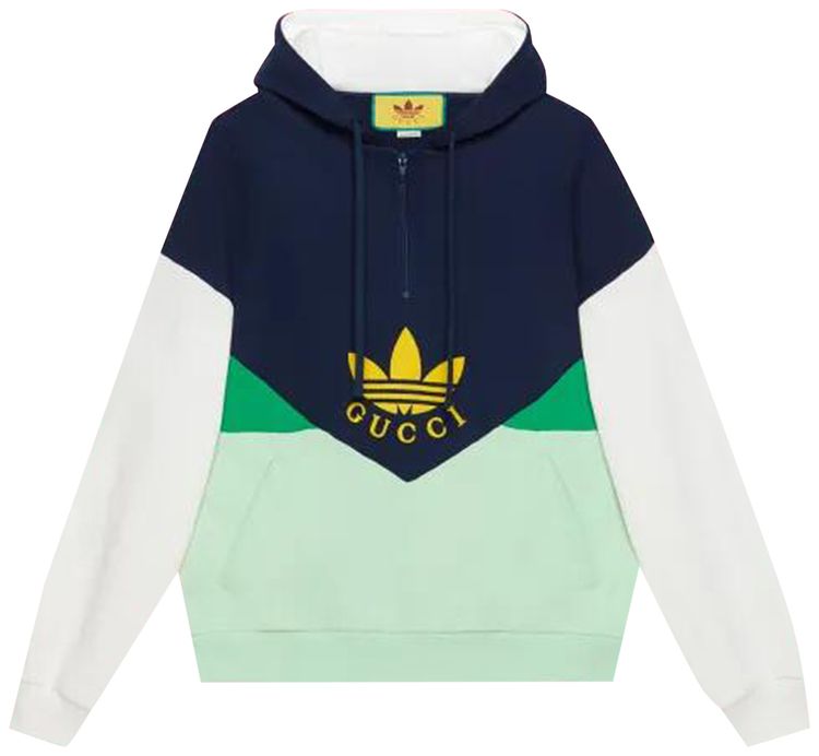 Gucci x adidas Colorblock Hooded Sweatshirt Blue
