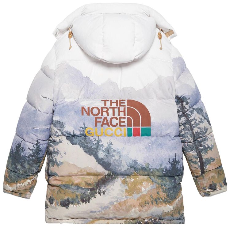 Gucci x The North Face Down Coat Trail Print