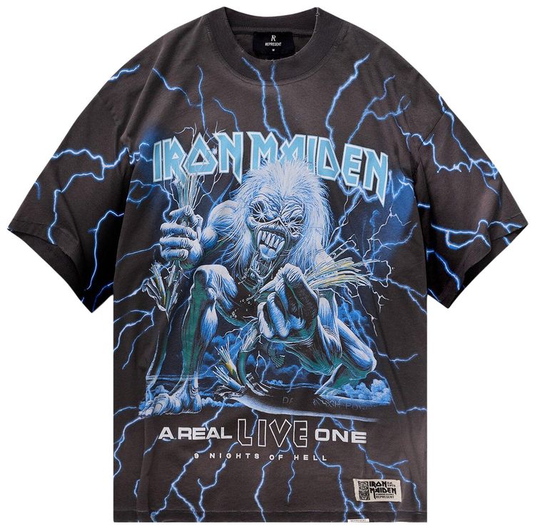 Represent Clo x Iron Maiden A Real Live One Tee Sunfade Grey