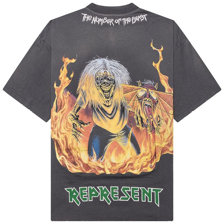Represent Clo x Iron Maiden Number Of Beast Tee Sunfade Grey