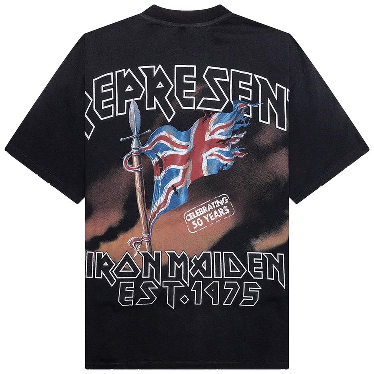 Represent Clo x Iron Maiden Steed Tee Stained Black