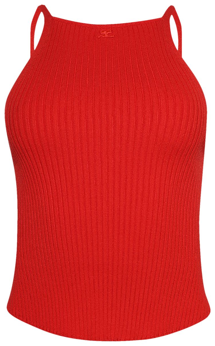 Courreges Circle Rib Knit Top Poppy