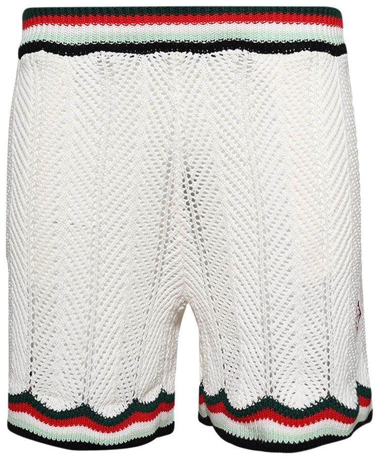 Casablanca Chevron Faux Crochet Shorts White