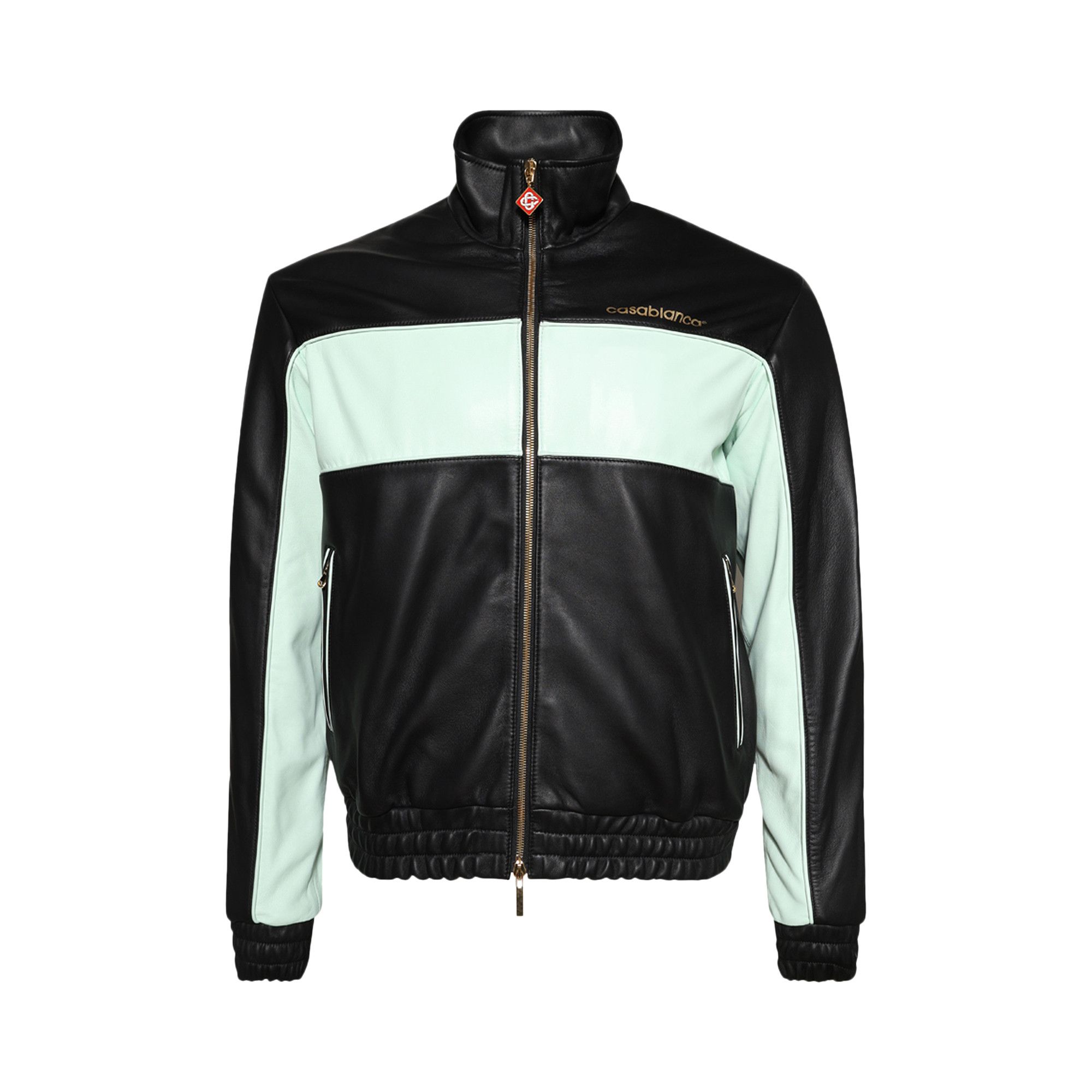 Buy Casablanca Monogram Leather Track Jacket 'Black/Mint' - MPF25