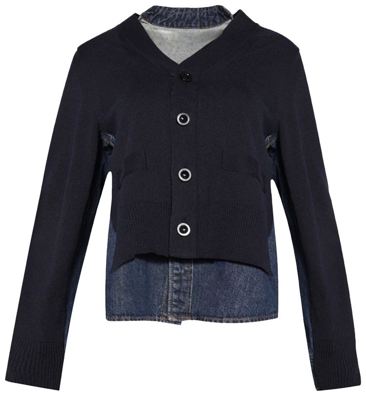 Sacai Denim x Knit Cardigan Blue