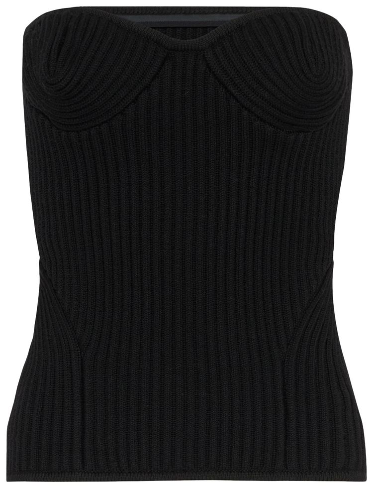 Jean Paul Gaultier Ribbed Knit Wool Corset Black