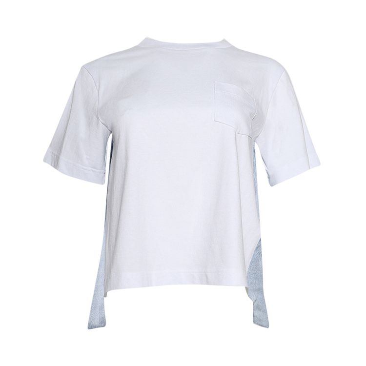Sacai Denim x Cotton Jersey T Shirt Off WhiteLight Blue