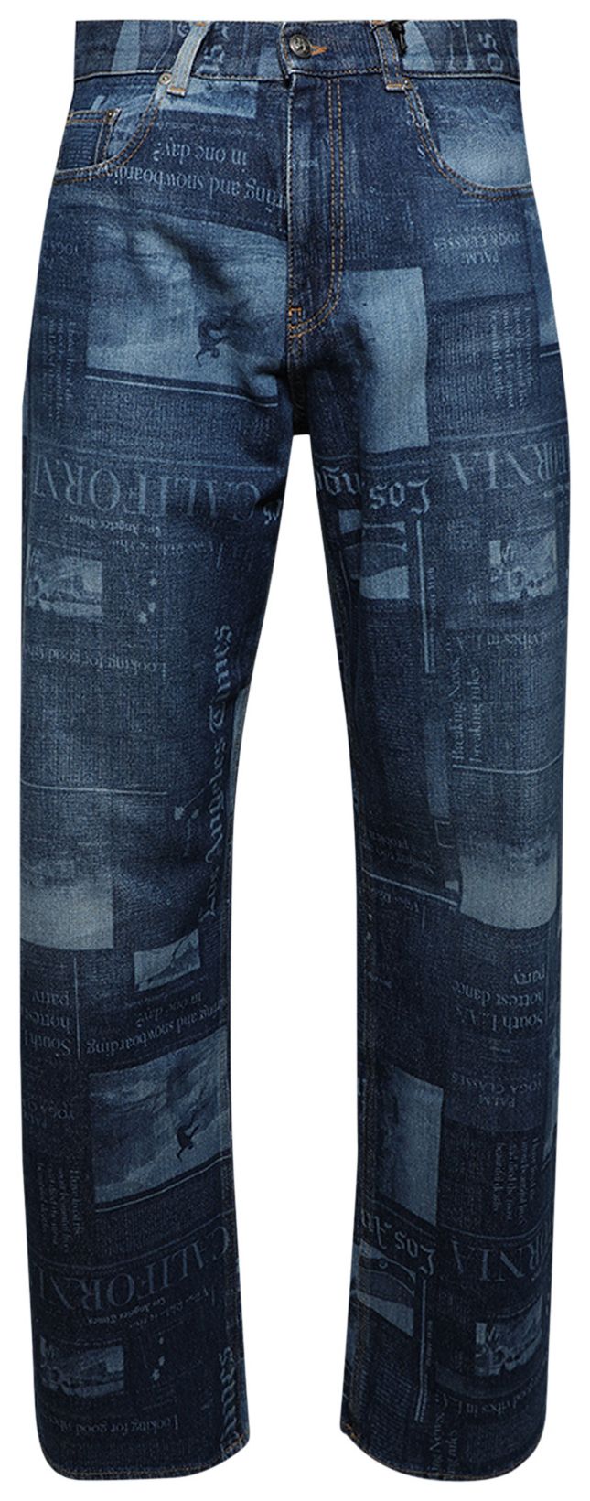 Palm Angels Patterned Wide Leg Jeans Medium Blue