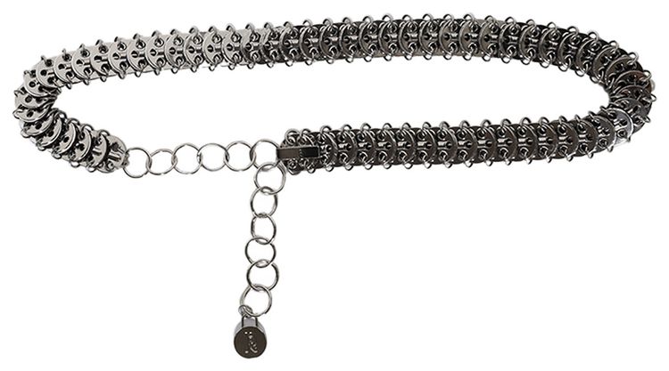 Rabanne Coin Link Belt Dark BrownSilver