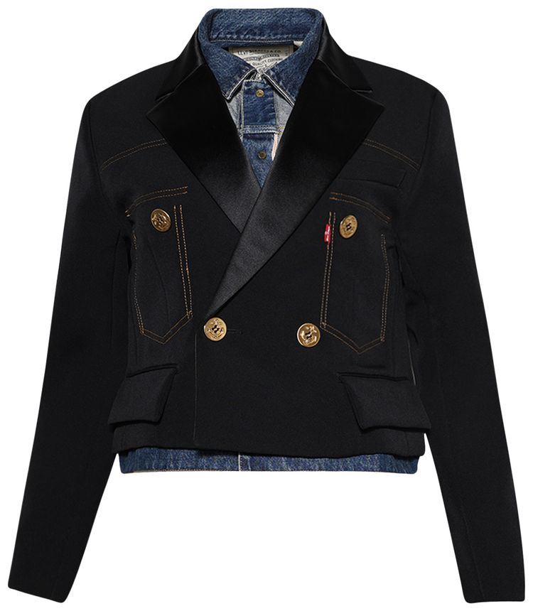 Sacai Levis Denim x Matelasse Twill Jacket Black