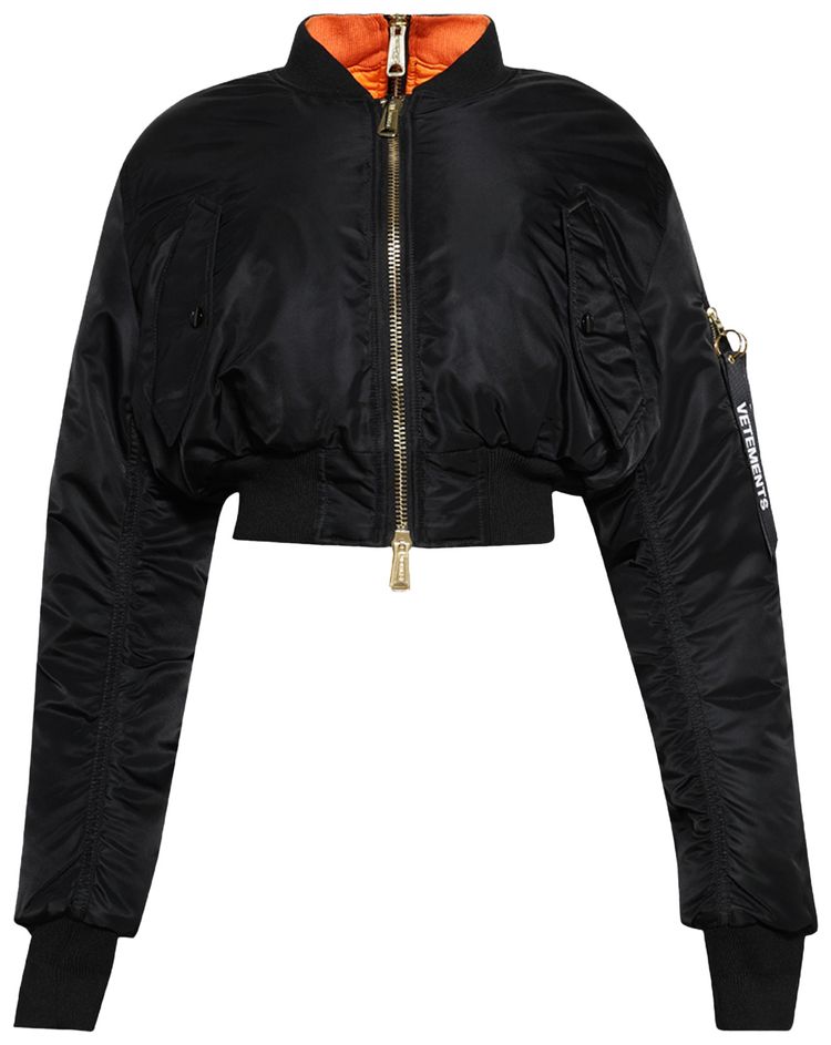 Vetements Fitted Double Zip Bomber Jacket Black