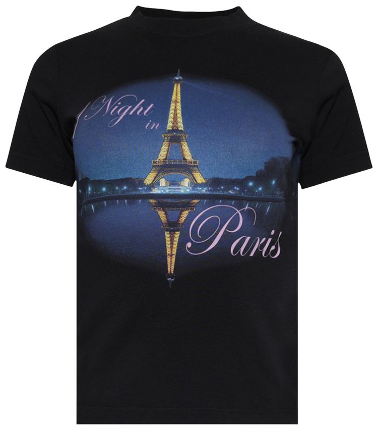 Vetements Night In Paris Fitted T Shirt Washed Black