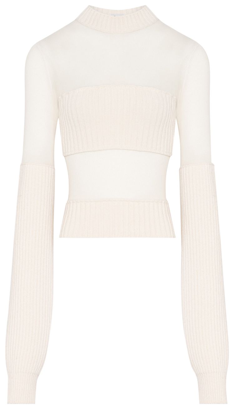 Jean Paul Gaultier Mesh Cut Out Detail Top Ecru