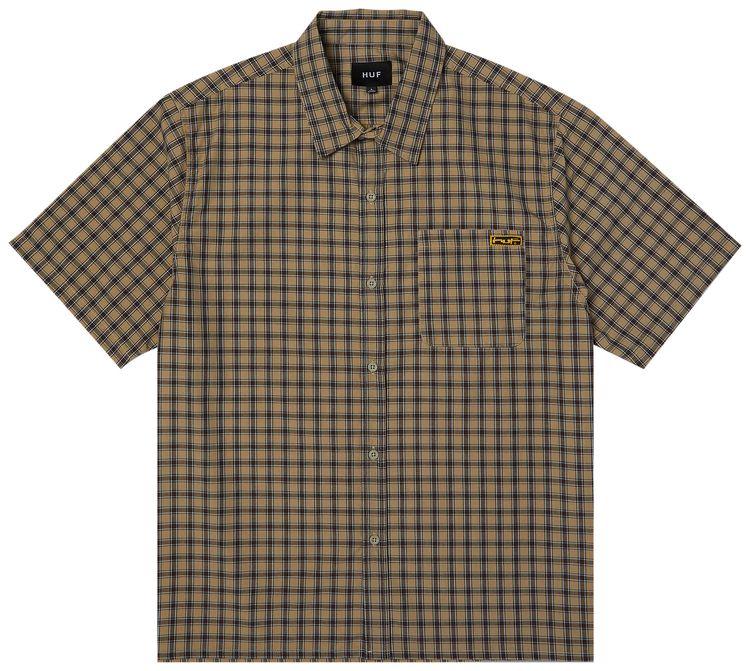 HUF Stretch Micro Plaid Short Sleeve Shirt Clay