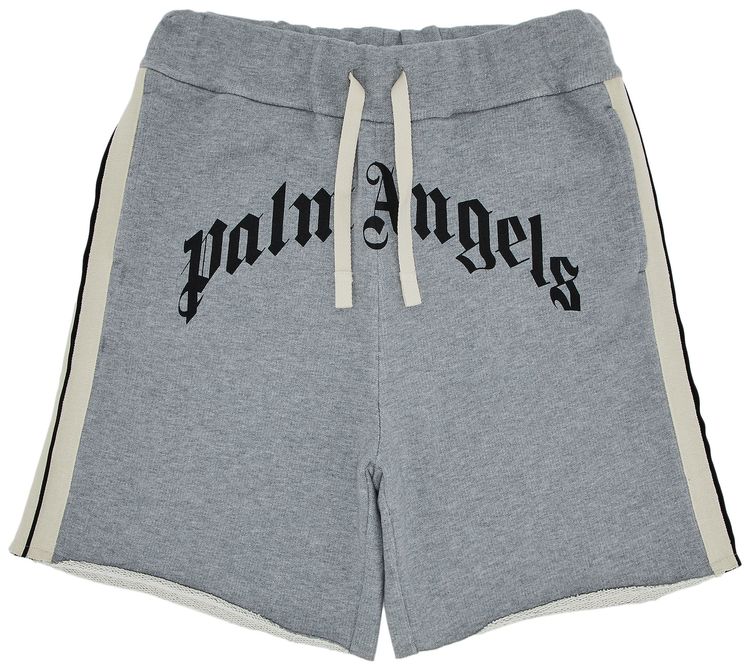 Palm Angels Curved Logo Track Sweatshort GreyMelange