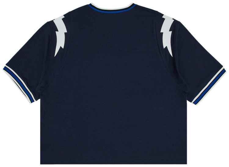 Rhude Logo Lightning Ringer Tee NavyWhite