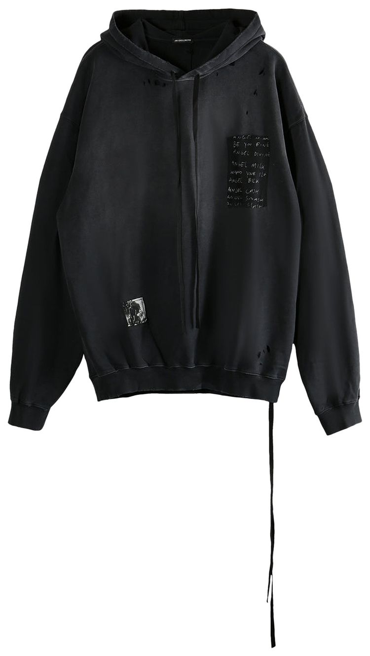 Ann Demeulemeester Ollie High Comfort Hoodie With Patches Faded Black
