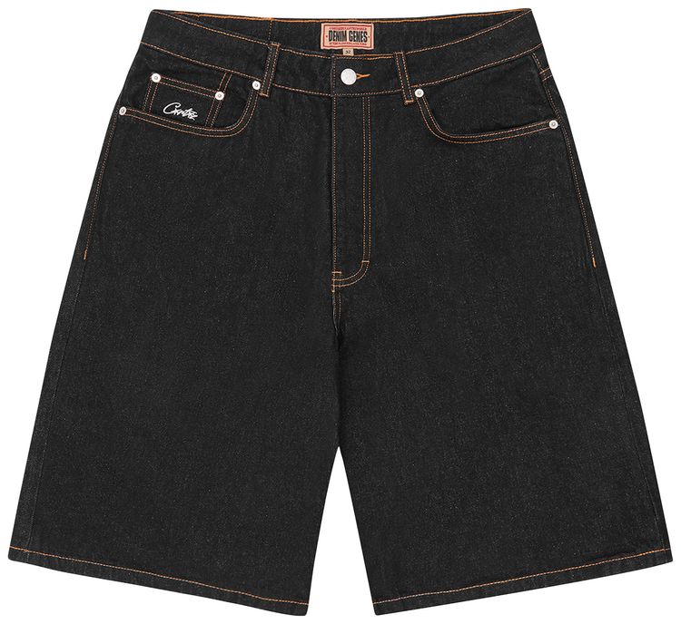 Corteiz Dual Stripe Denim Short Washed Black