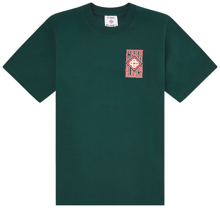 Casablanca Gothic Stacked Logo Screen Printed T Shirt Green