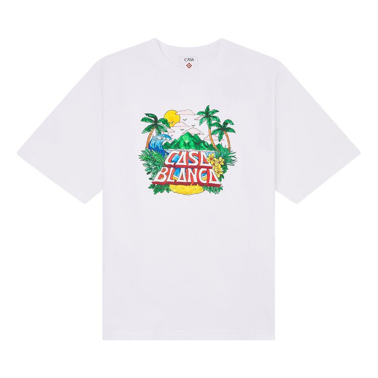 Casablanca Casa Beach Wave Printed Oversized T Shirt White