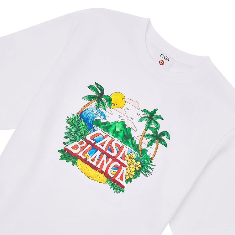 Casablanca Casa Beach Wave Printed Oversized T Shirt White
