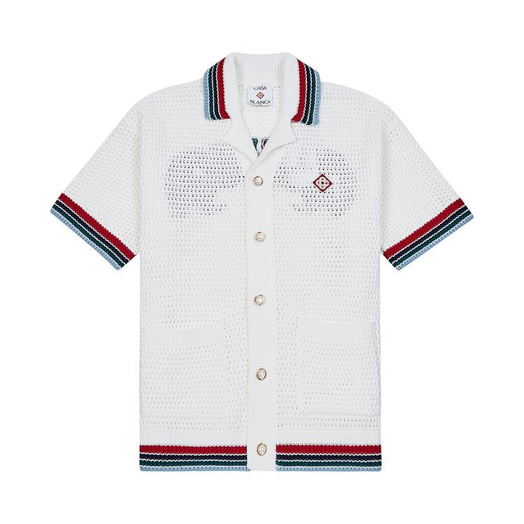 Casablanca Sporty Faux Crochet Shirt White