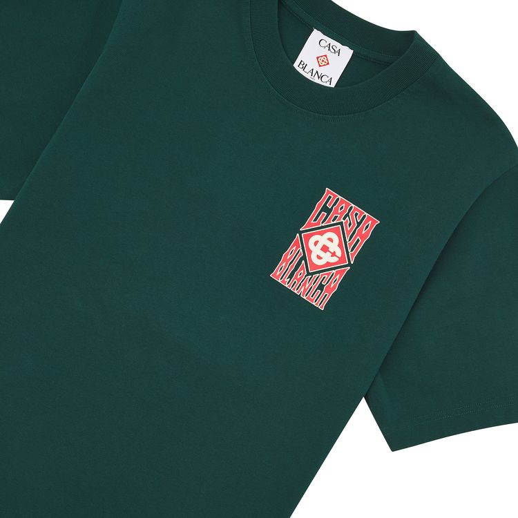 Casablanca Gothic Stacked Logo Screen Printed T Shirt Green