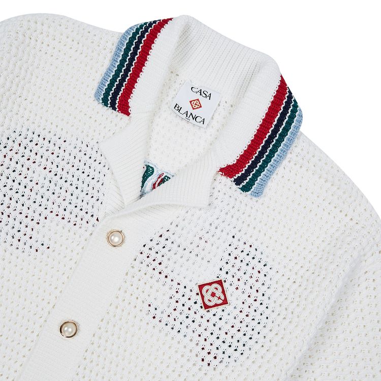 Casablanca Sporty Faux Crochet Shirt White