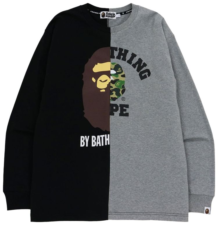 BAPE College  By Bathing Relaxed Fit Ape Long Sleeve Tee Black