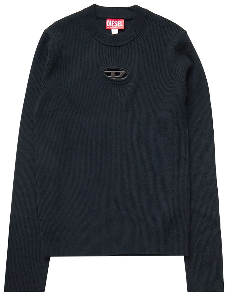 Diesel Ribbed Logo Crewneck Sweater Black
