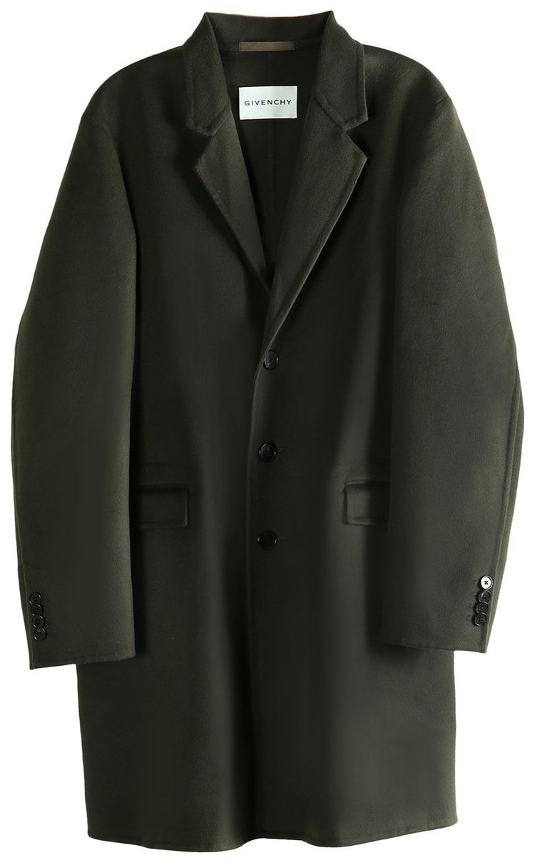 Givenchy Regular Fit Double Face Coat Dark Khaki