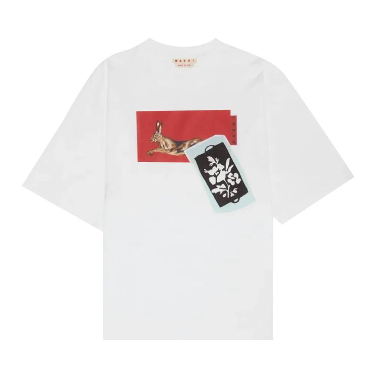 Marni Graphic Print T Shirt Lily White