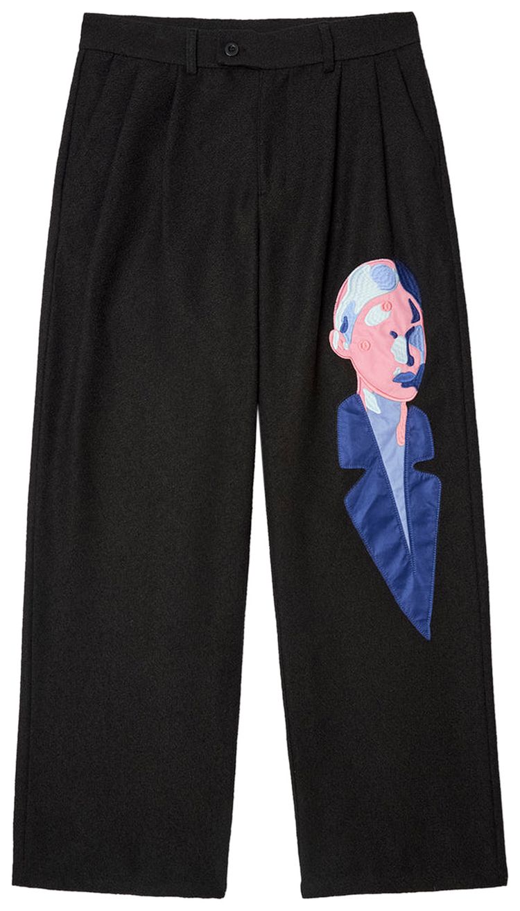 KidSuper Patchwork Face Tweed Pants Black