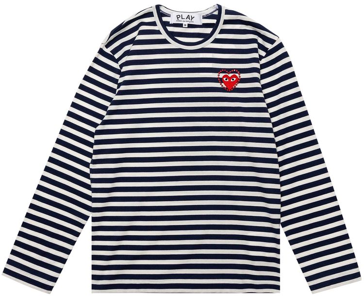 Comme des Garcons PLAY Metalstone Stripe Tee NavyWhite