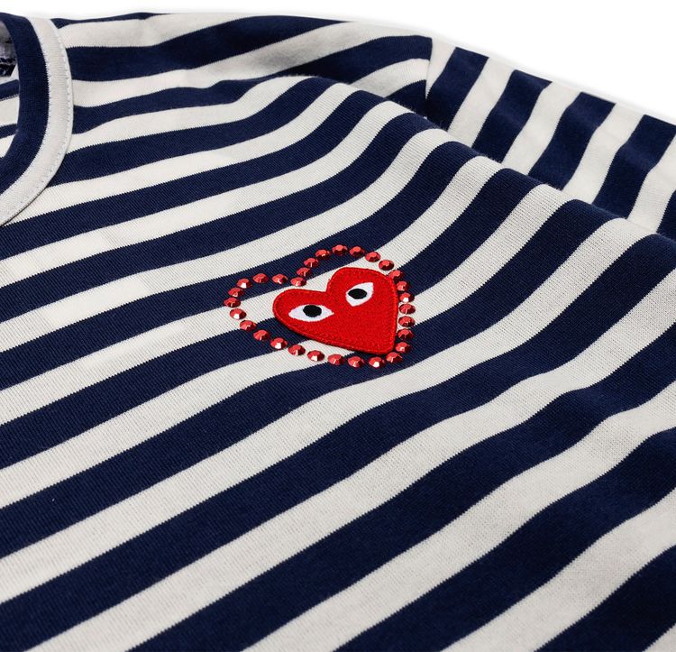 Comme des Garcons PLAY Metalstone Stripe Tee NavyWhite