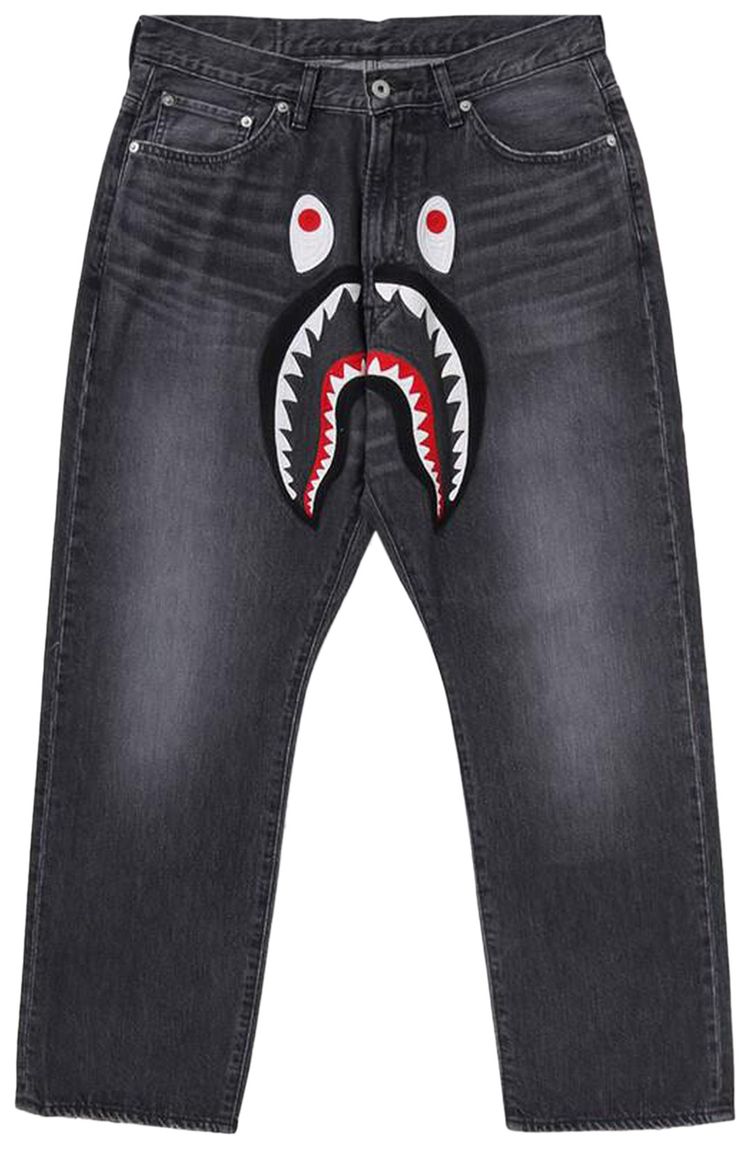 BAPE Shark Loose Fit Denim Pants Black
