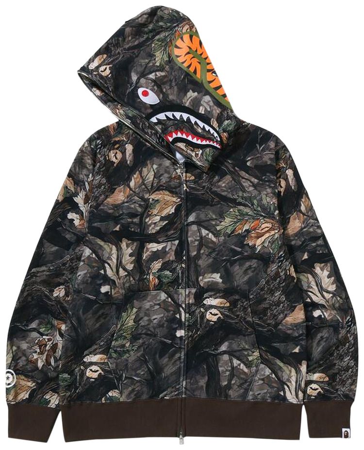 BAPE Tree Edge Camo Shark Relaxed Fit Full Zip Hoodie Brown