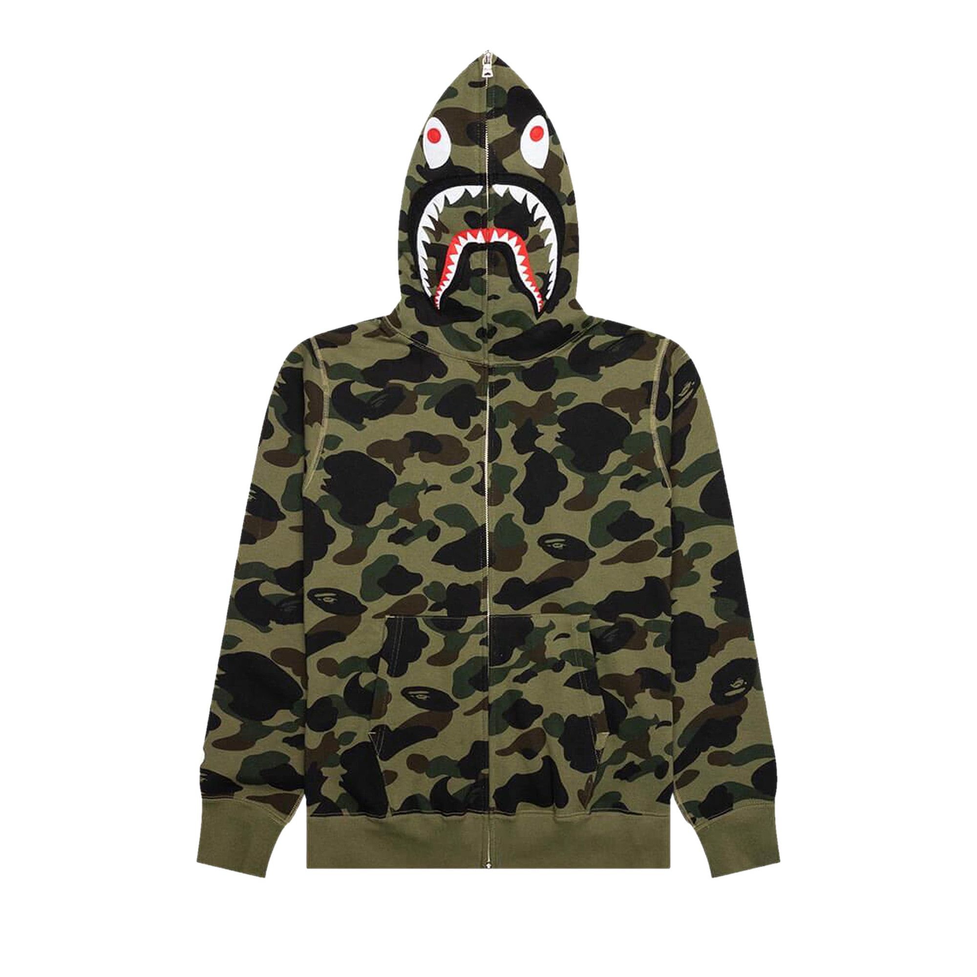 Buy BAPE 1st Camo Shark Full Zip Hoodie 'Green' - 1L80 115 007