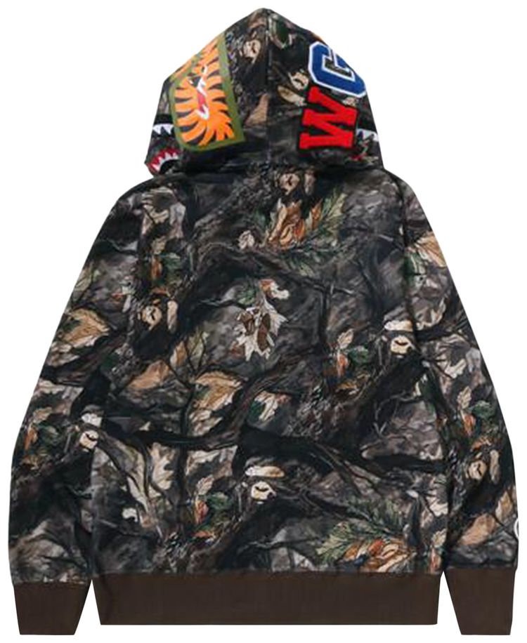 BAPE Tree Edge Camo Shark Relaxed Fit Full Zip Hoodie Brown