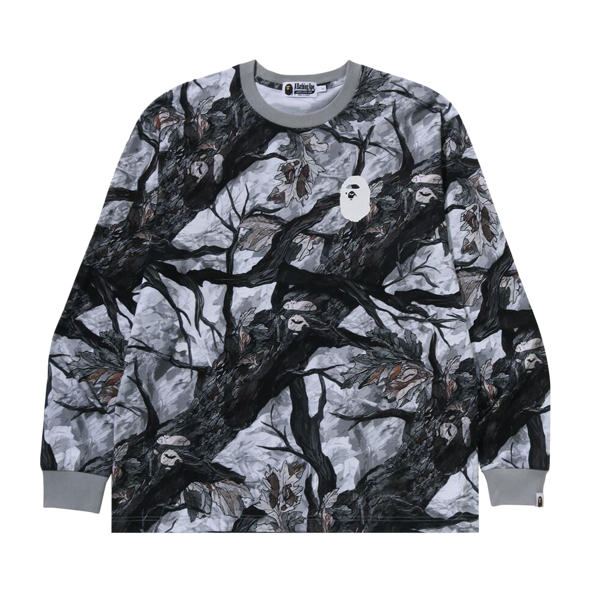 Buy BAPE Tree Edge Camo Relaxed Fit Long-Sleeve Tee 'White' - 1L80