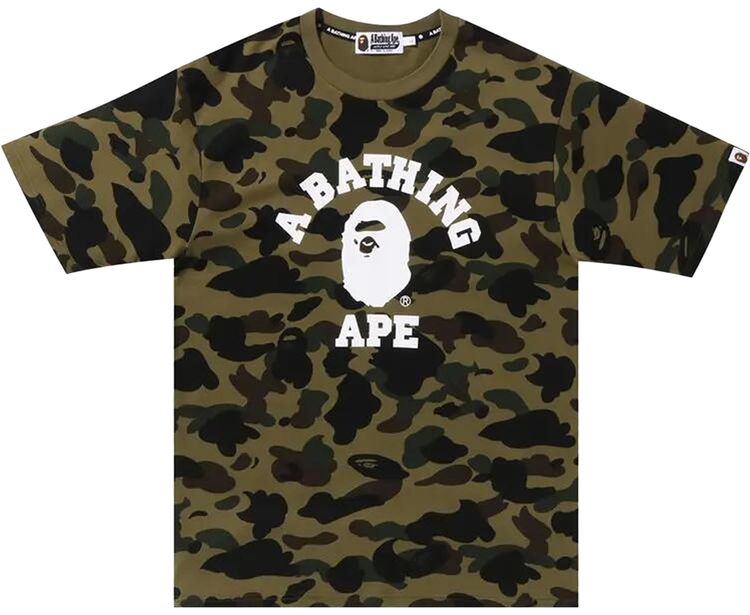 BAPE Kids 1st Camo College Tee Green