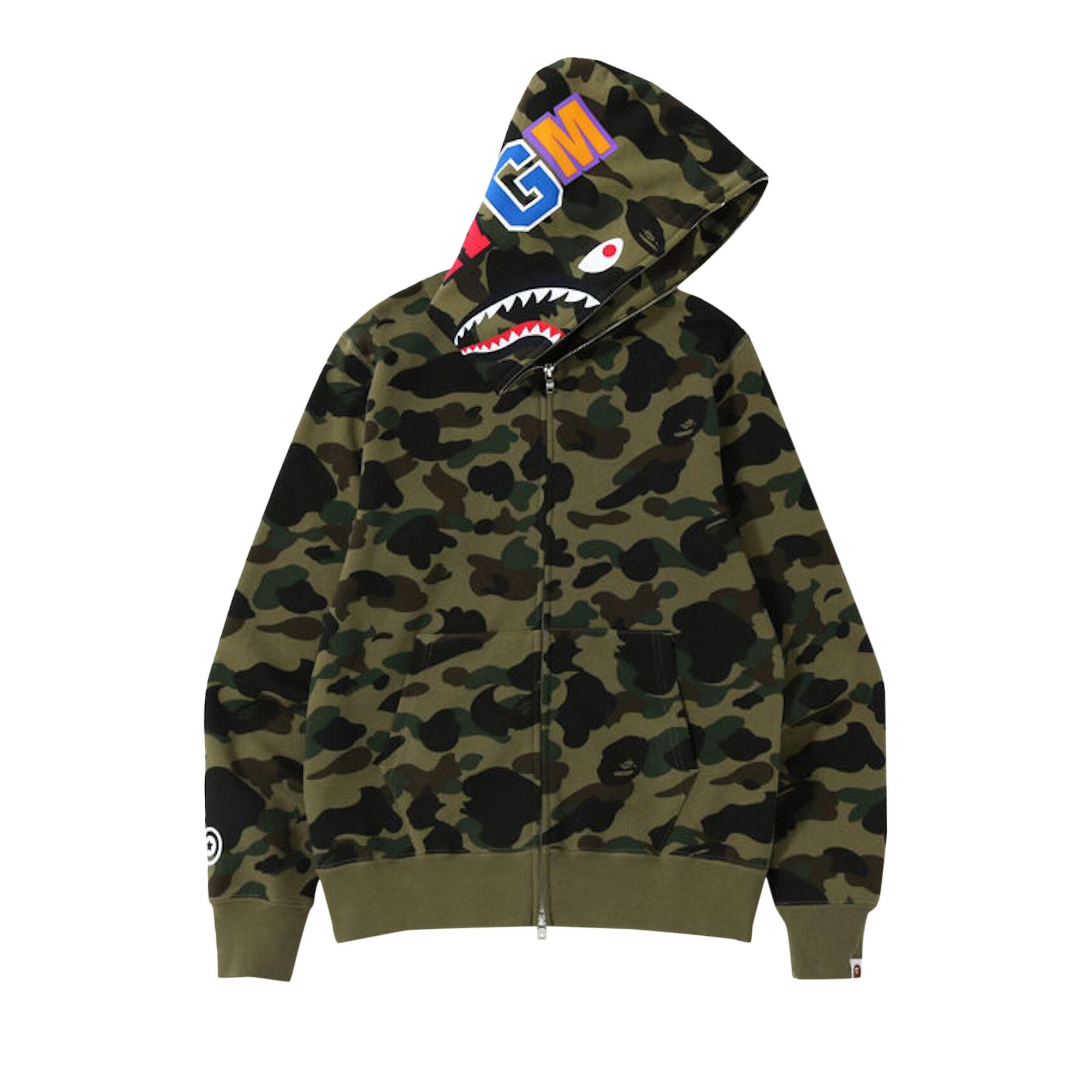 Buy BAPE Kids 1st Camo Milo Shark Zip Hoodie 'Green' - 2L80 315