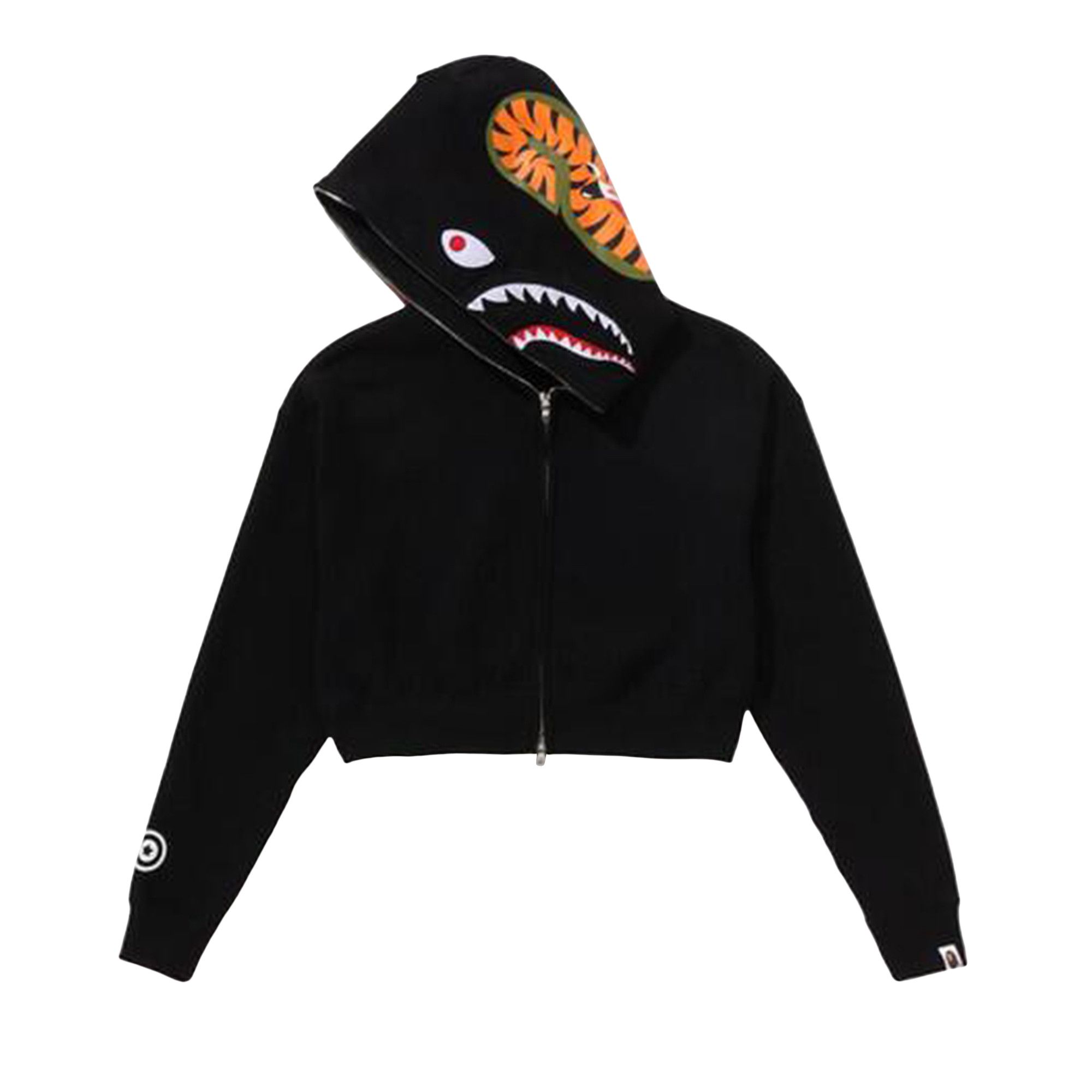 Buy BAPE Shark Cropped Full Zip Hoodie 'Black' - 1L80 215 011