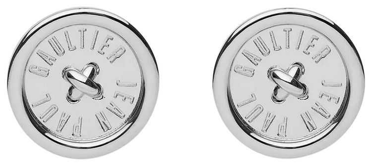 Jean Paul Gaultier Button Earrings Silver