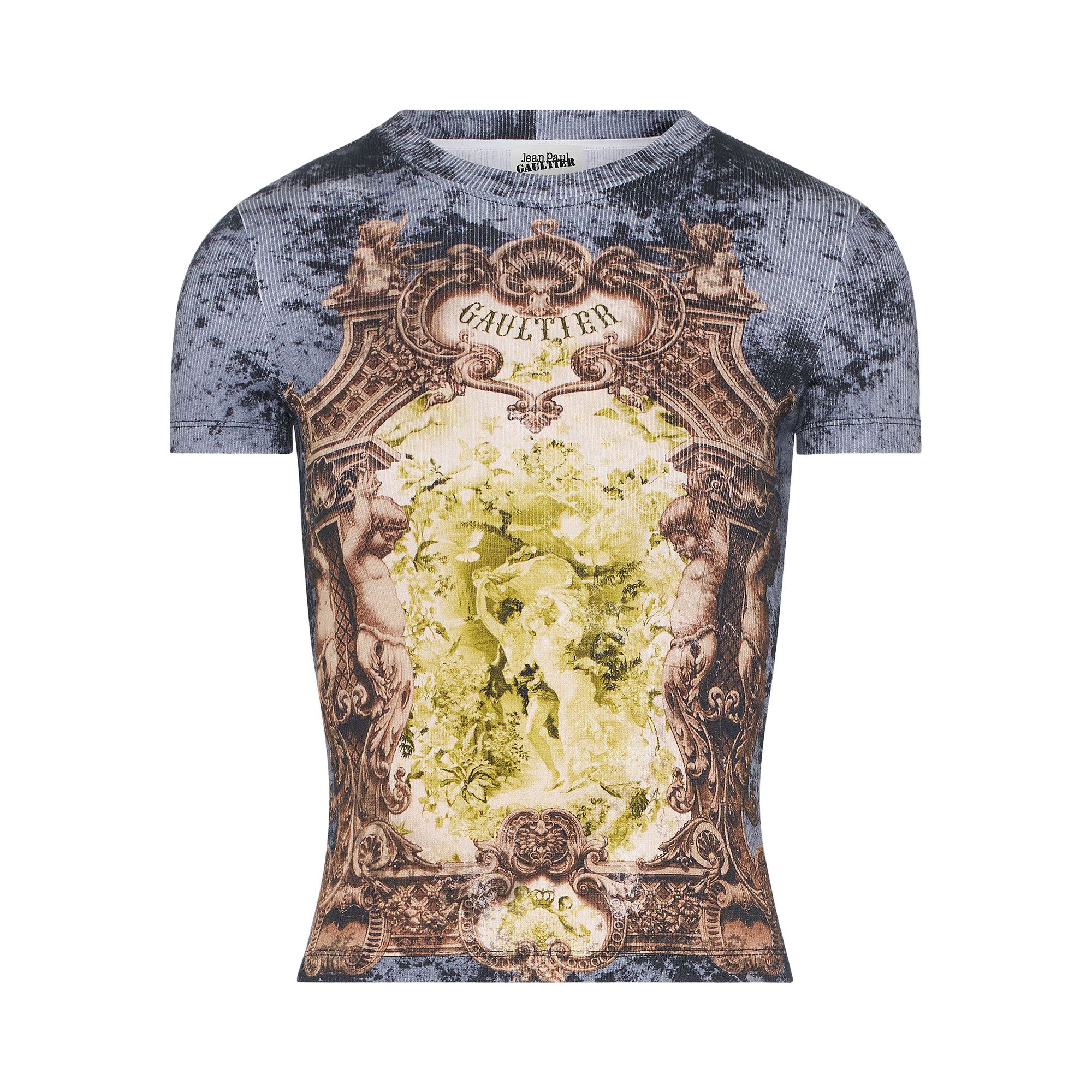 Buy Jean Paul Gaultier Médaillon Printed Ribbed Tee 'Black' - 25